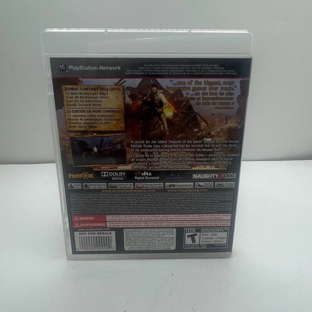 Uncharted 3: Drake's Deception PS3 (Sony PlayStation 3, 2011) Complete W/ Manual